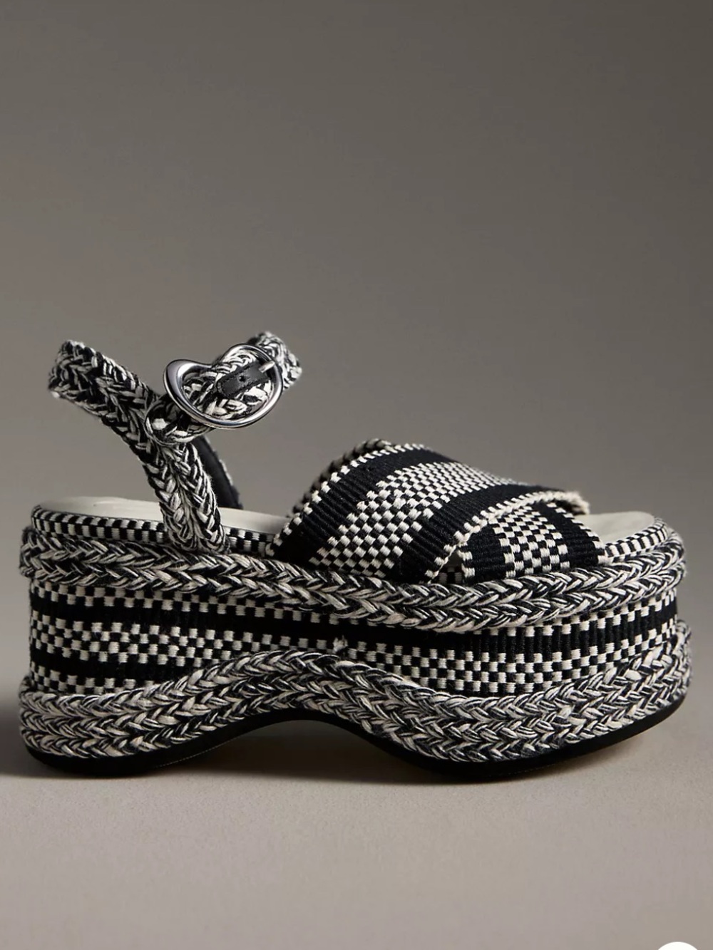 Anthropologie Amambaih Carmen Black & White Woven Platform Sandal